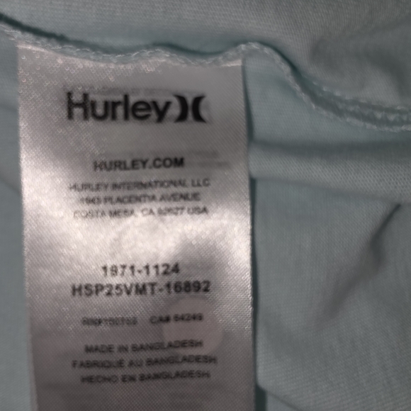 Hurley Surf Co Men's XL Light Blue Embossed Logo T -Shirt Coastal Surf Shirt - Picture 5 of 9